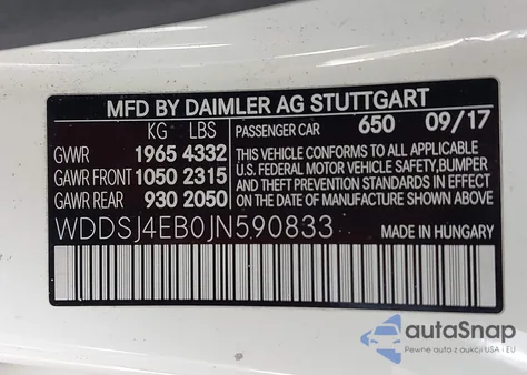 2018 Mercedes-Benz Cla 250 z USA, uszkodzony, nr VIN WDDSJ4EB0JN590833